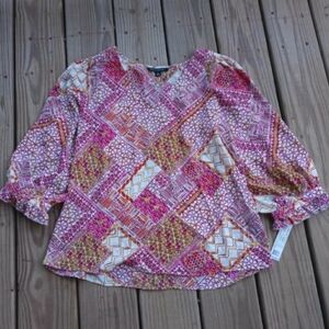 NWT Zac & Rachel sz S Multi Colored Boho Blouse